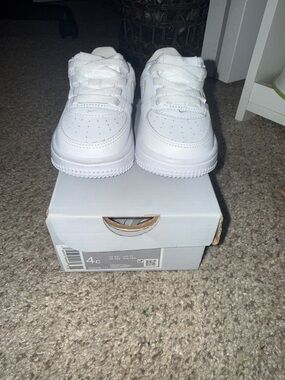 Kids AF1 White Athletic Sneakers - Classic All-White Style